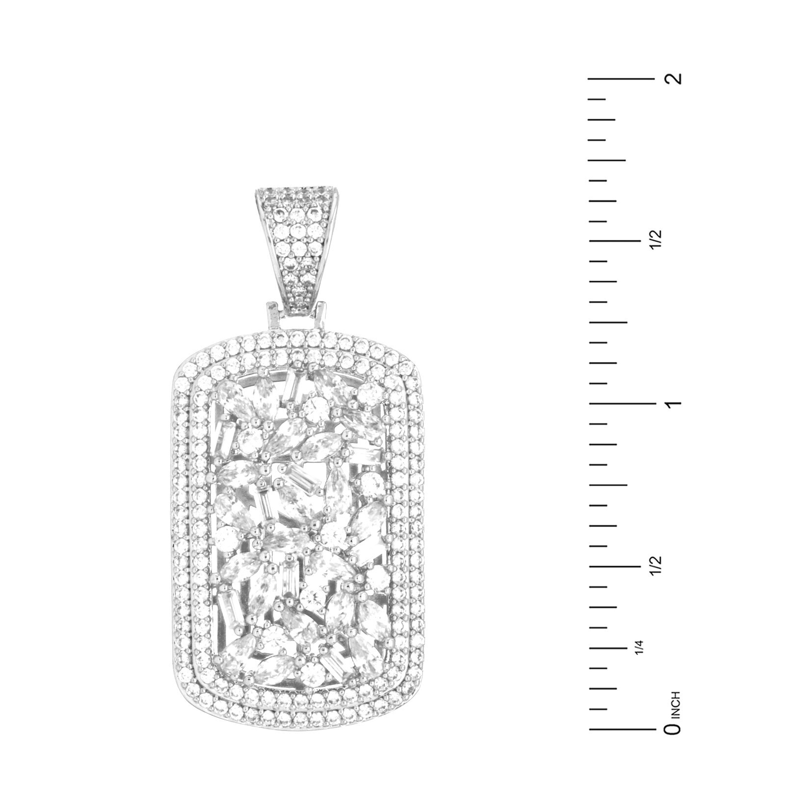 Iced Dog Tag Pendant 20″ Miami Cuban Chain Necklace BCH 18745 S