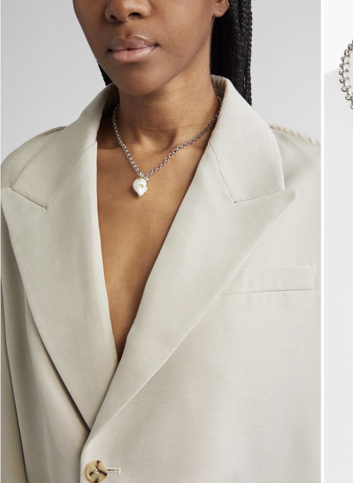 Justine Clenquet “Joan” Necklace – Freshwater Pearl And Crystal Pendant/ France