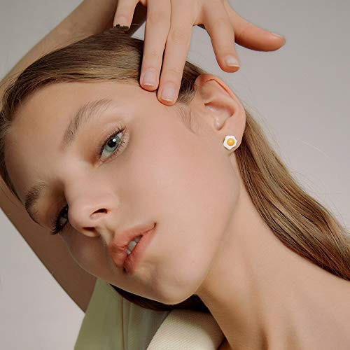 Cute Fried Egg Spoon Fork Stud Earrings Asymmetric Funny Food Earrings for Women