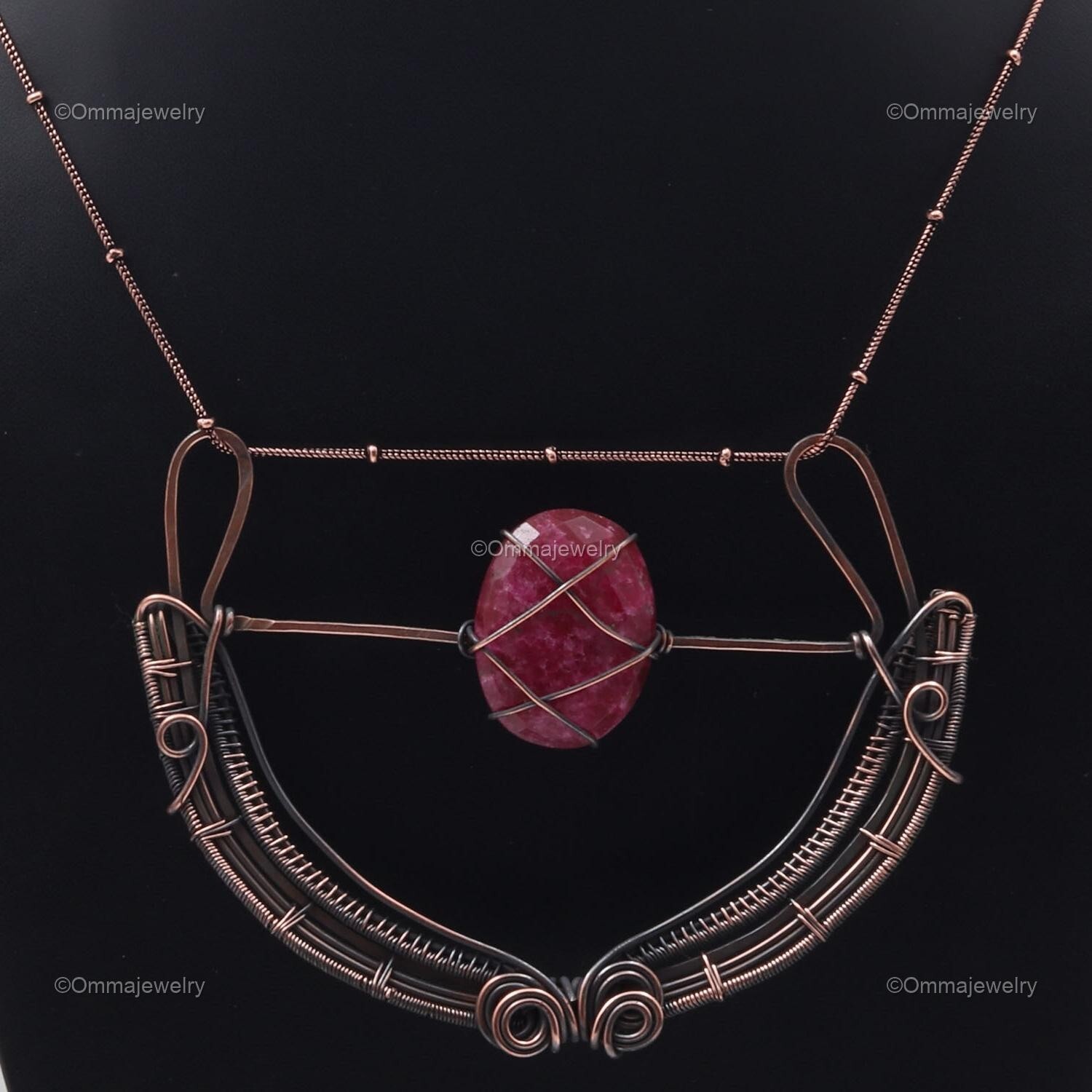 Ruby Quartz Gemstone Handmade Jewelry Copper Gift For Love Chain Necklace 25.0″