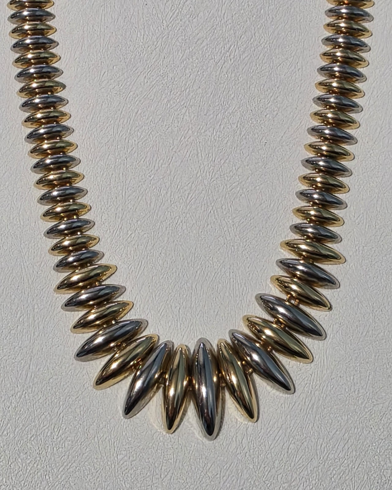Two Tone Gold Silver Statement Necklace Marquise Link 16″+Ext