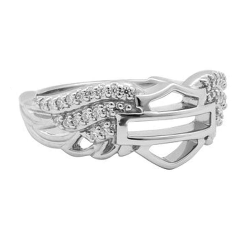 Ladies Harley-Davidson Bling Angel Wings Logo Ring 226 / HDR0337