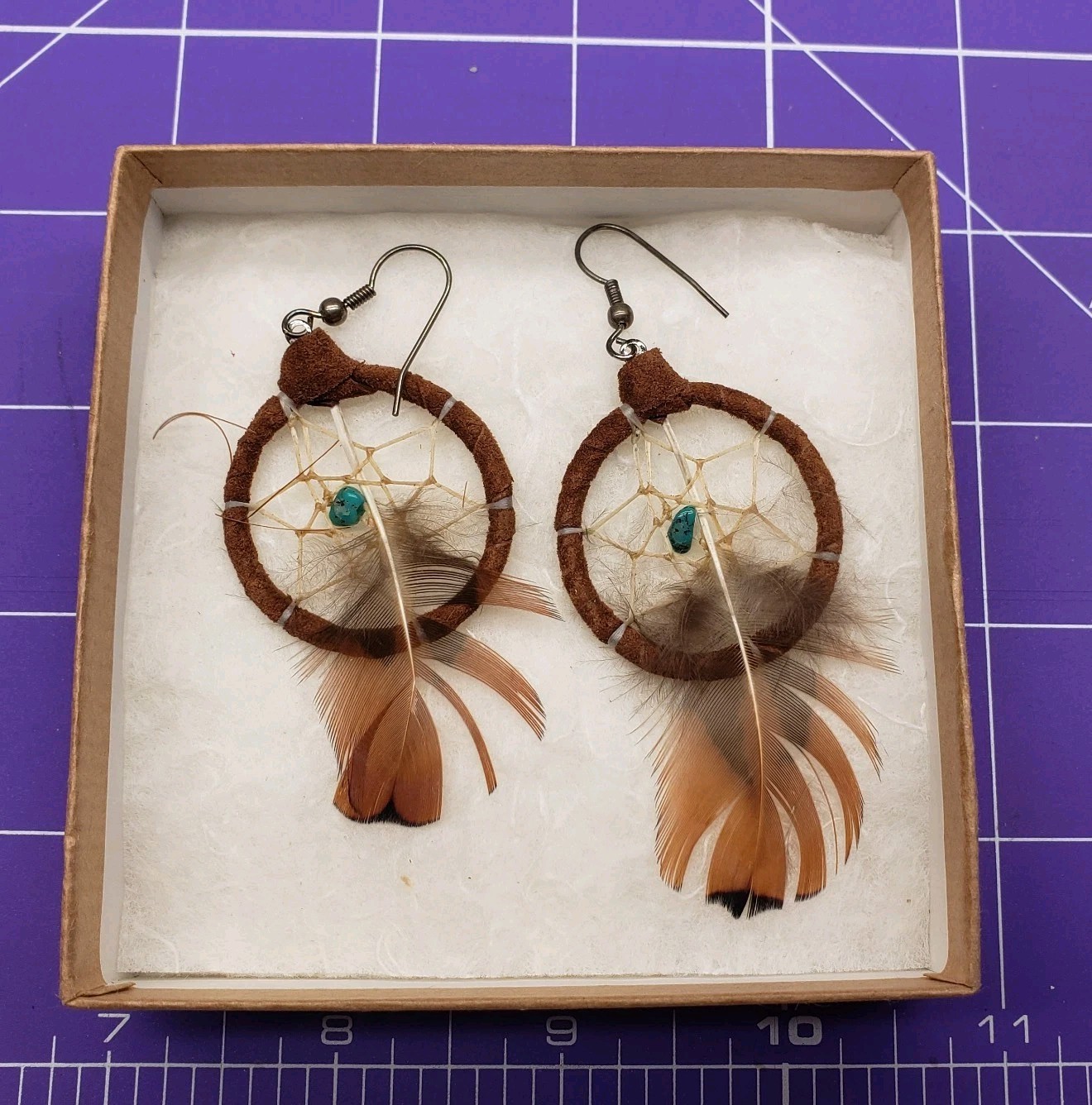 Brown Bohemian Earrings Dream Catcher Feather Earrings- Boho Long Tassel Stylish