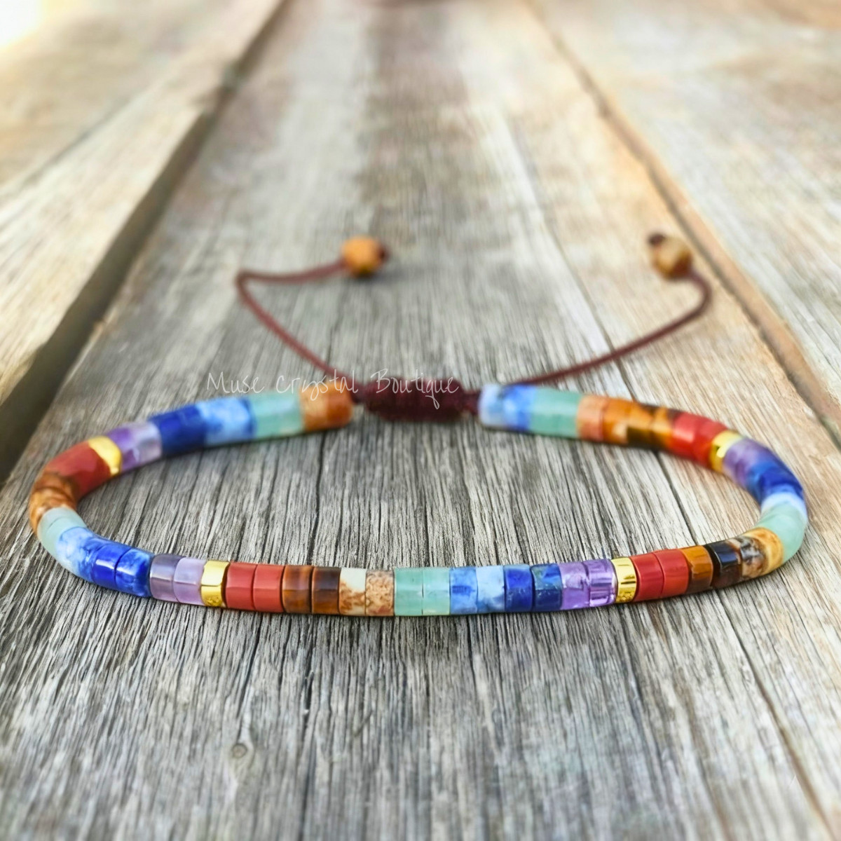 7 Chakra Gemstone 4mm Beads Natural Crystal Healing Reiki Dainty Bracelet Gift