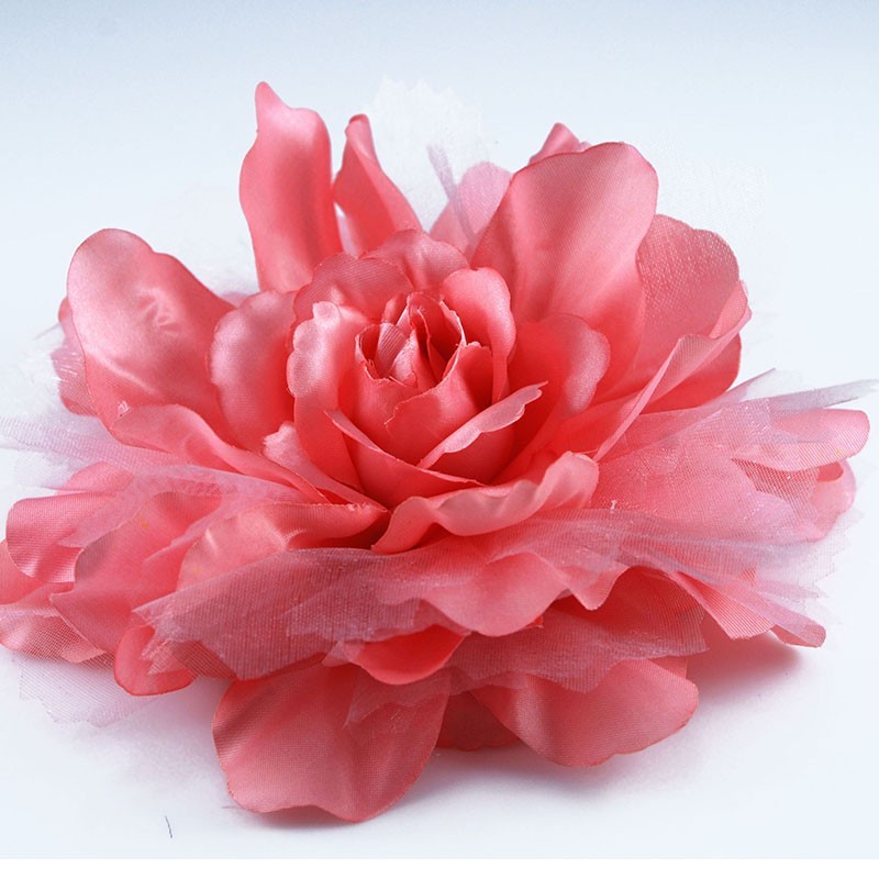 Fabric Flower Brooch -Salmon Color