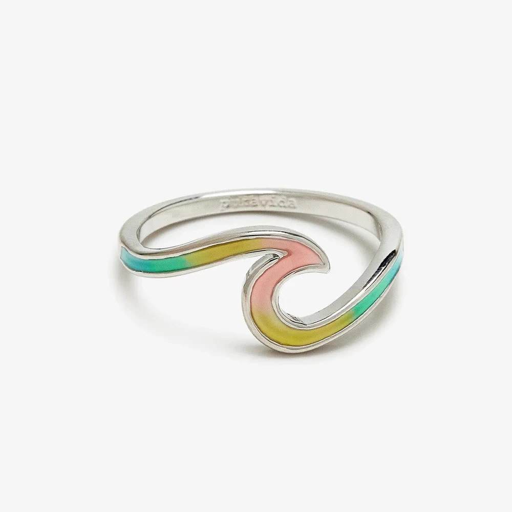 PURA VIDA TIE DYE WAVE RING, Tie Dye, Silver, Size 7, New! WOMENS SURF JEWELRY