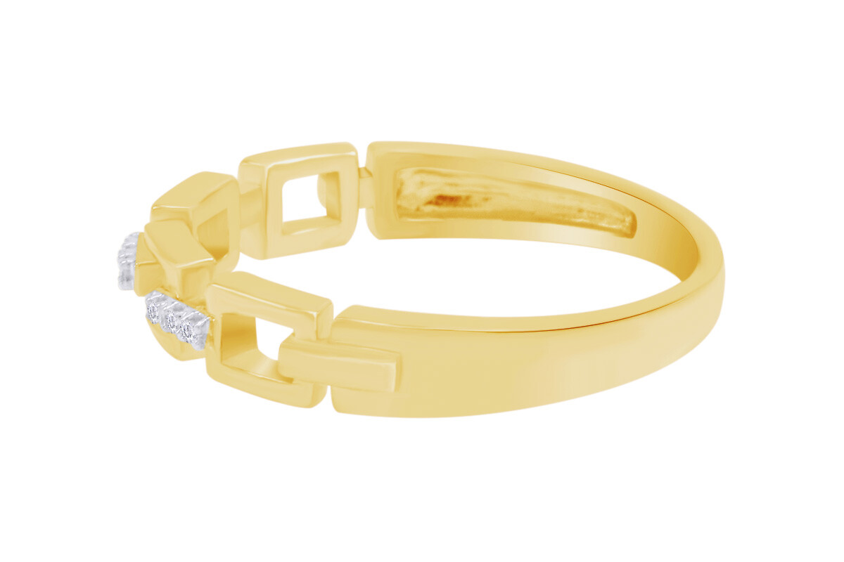 Round Simulated Diamond Open Link Ring in 14K Yellow Gold Plated Silver