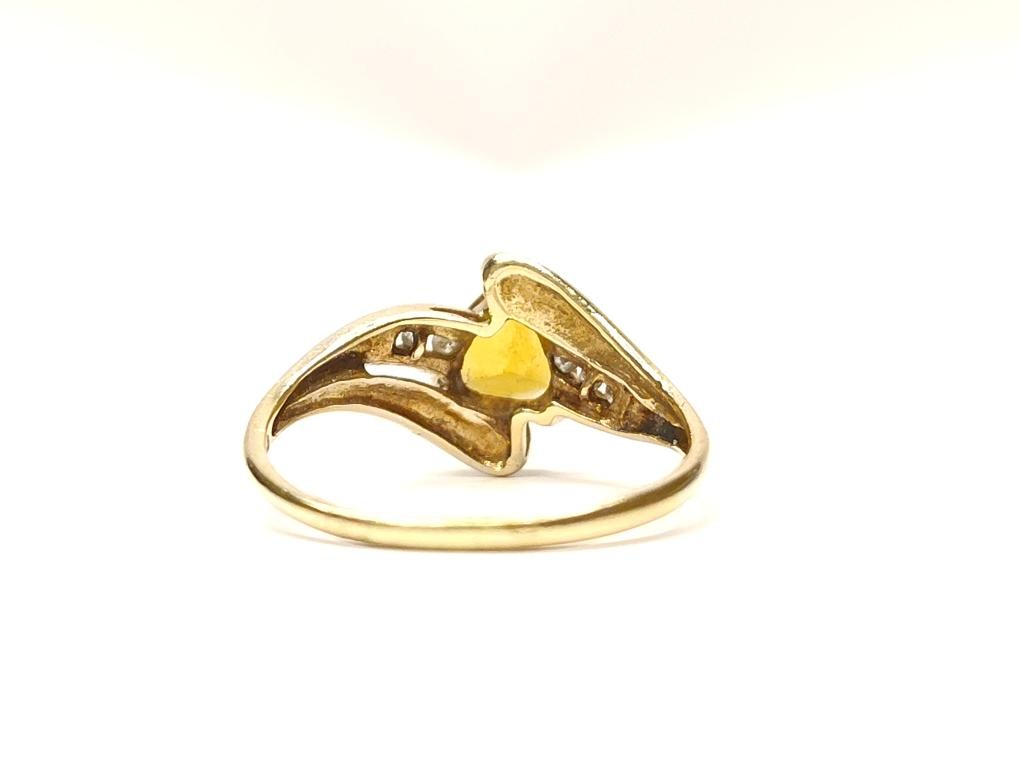 10K Yellow Gold Trillion Cut Syn Citrine & Round Brilliant Cut Diamo (SB1127155)