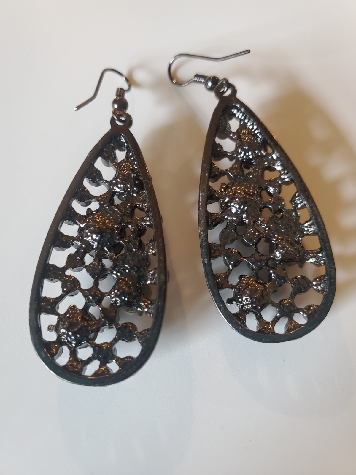 Park Lane Game On Pierced Earrings Fish Hook Hematite Black Swarovski Crystals