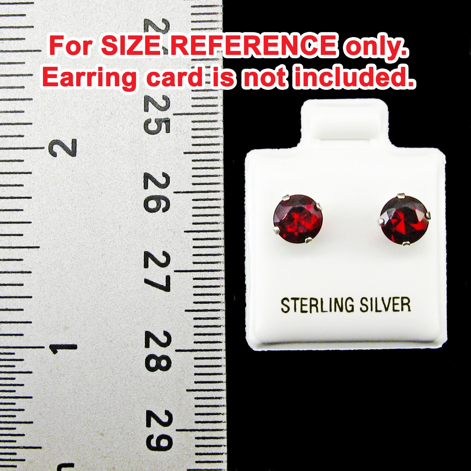 6mm ROUND Garnet Simulant POST EARRINGS – 925 Sterling Silver – NEW!