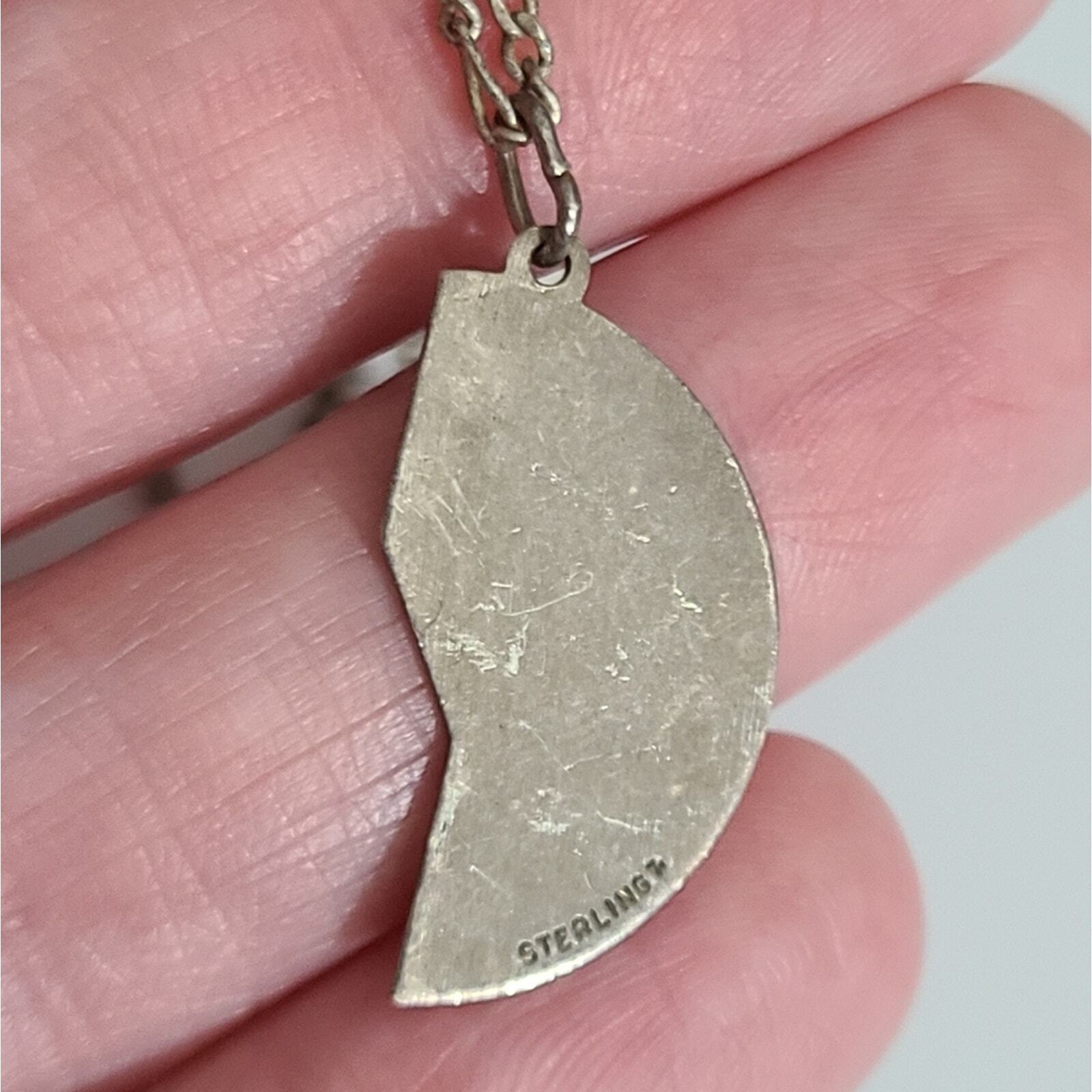 Vintage sterling silver Figaro Italy chain Mizpah coin necklace friendship vtg