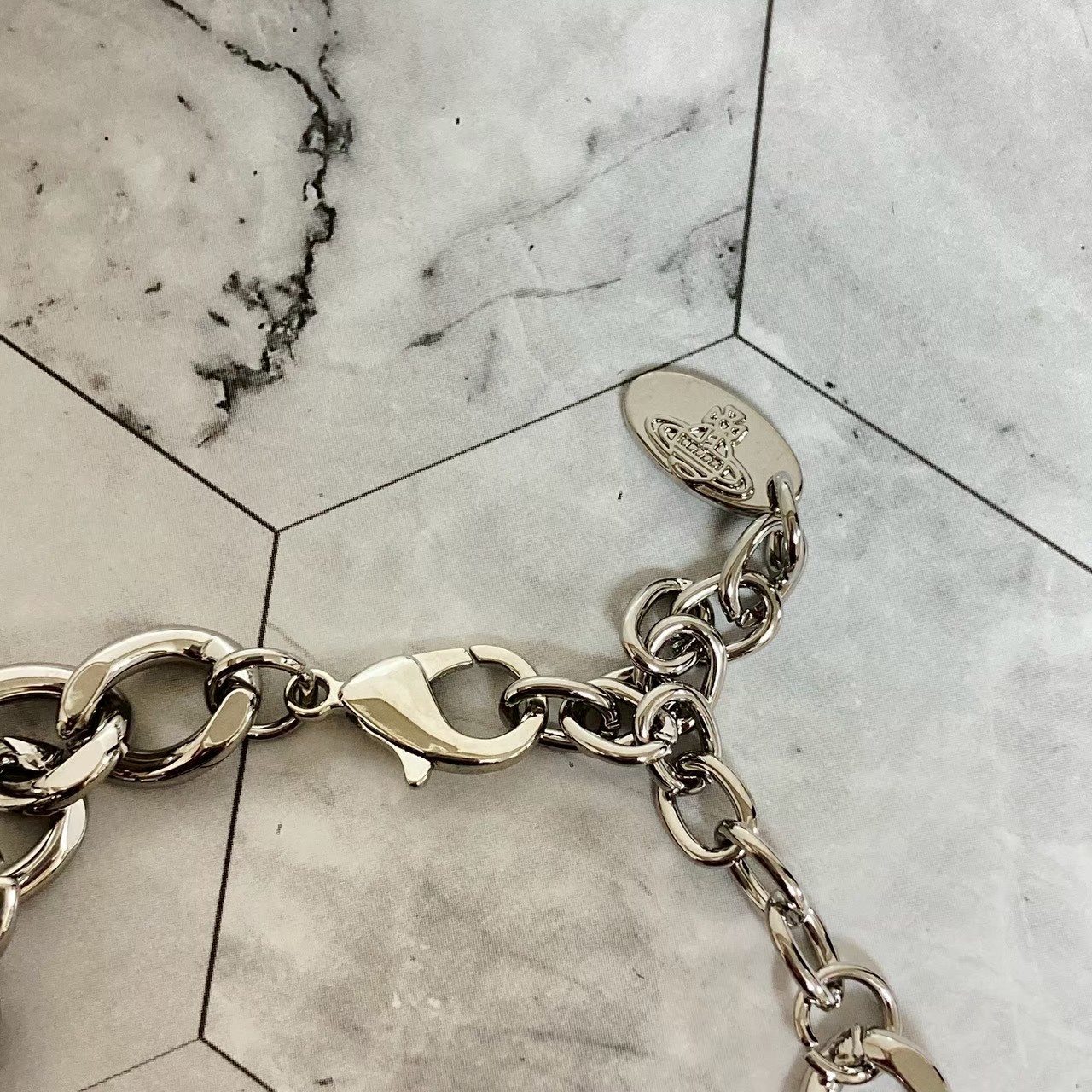 Vivienne Westwood Bracelet Stone 16.5-22cm Silver Green w/Pouch NO BOX