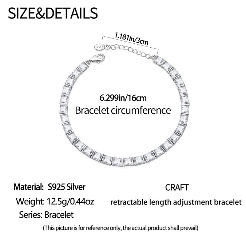 KUNSIR Tennis Bracelet for Women Sterling Silver Elegant Bracelet Jewelry Gifts