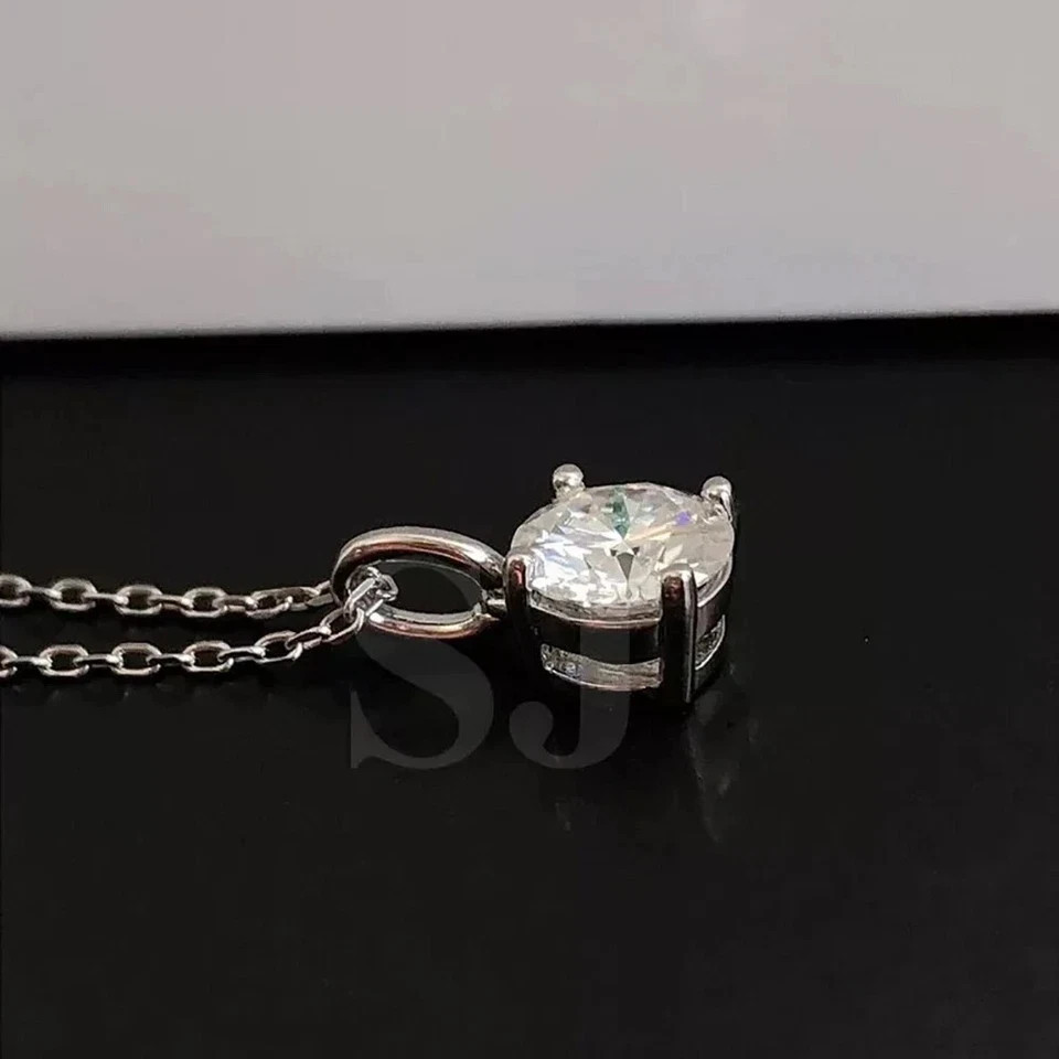 1.00 Ct Round Cut Simulated Solitaire Diamond Pendant 14k White Gold Plated