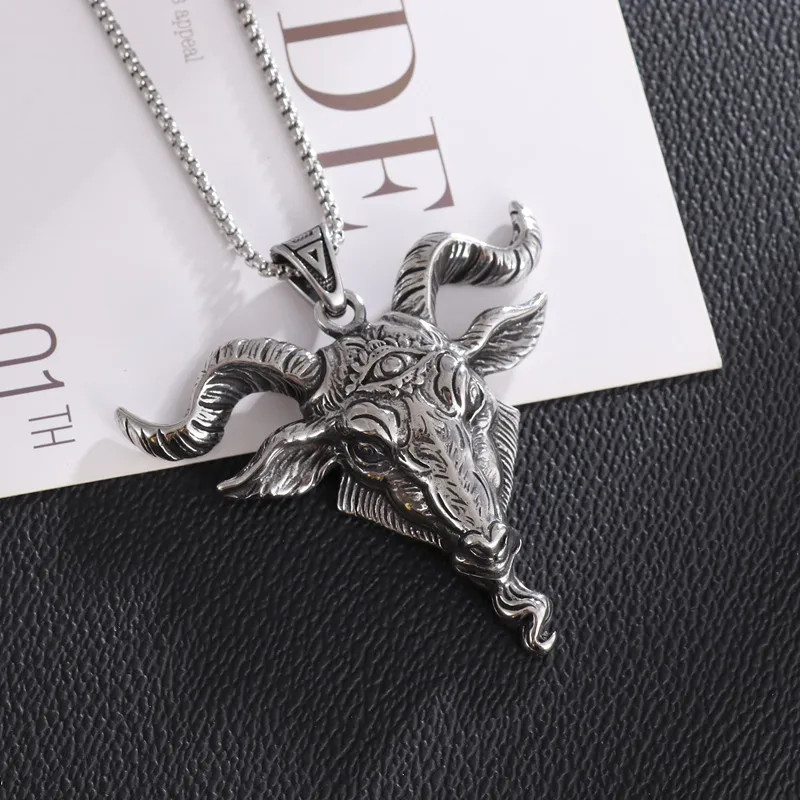 Retro Demon Satan Sheep Head Eye of Truth Lucifer Pendant Gothic Punk Necklace