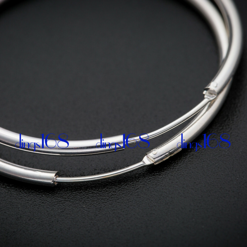 Womens 925 Sterling Silver Classic Large Endless 1.8mm Thin Hoop Earring H3Q50MM