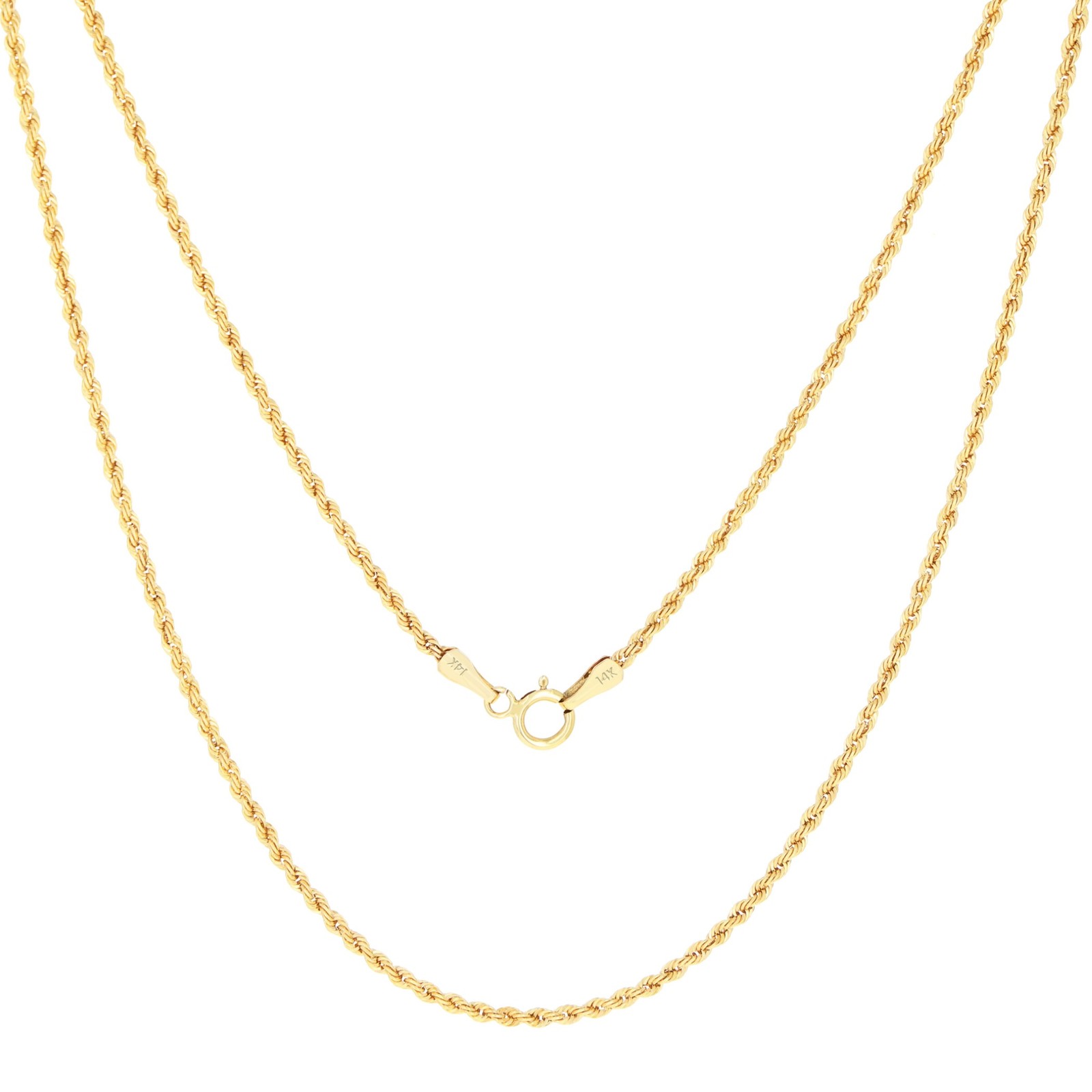 14K Yellow Gold 1mm-10mm Diamond Cut Rope Chain Necklace Mens Women 16″- 30″