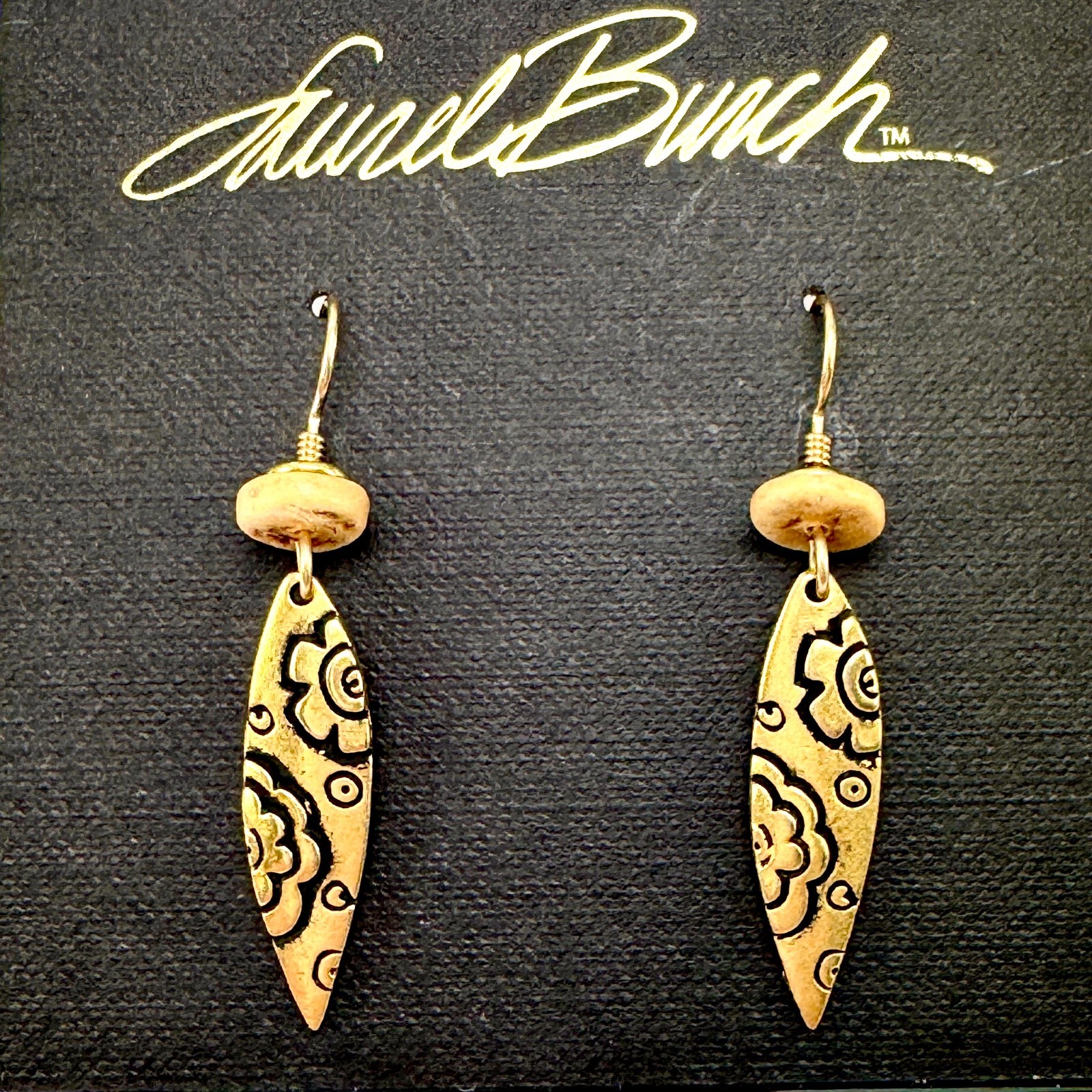 NEW Old Stock Signed Laurel Burch Emma Flower Gold Retired Earrings
