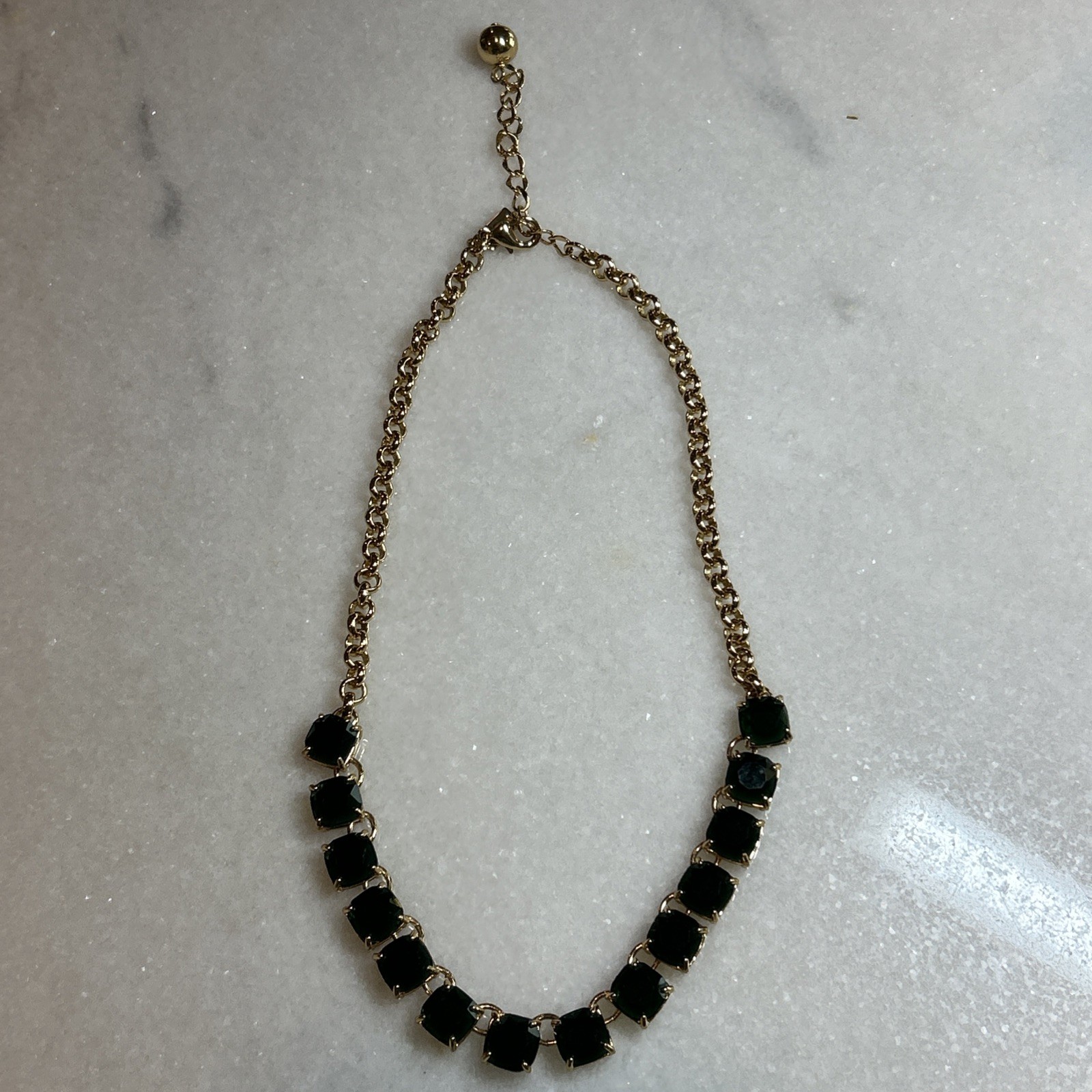 Kate Spade Necklace Gold Tone And Green- Very Good Pre-Owned Condition