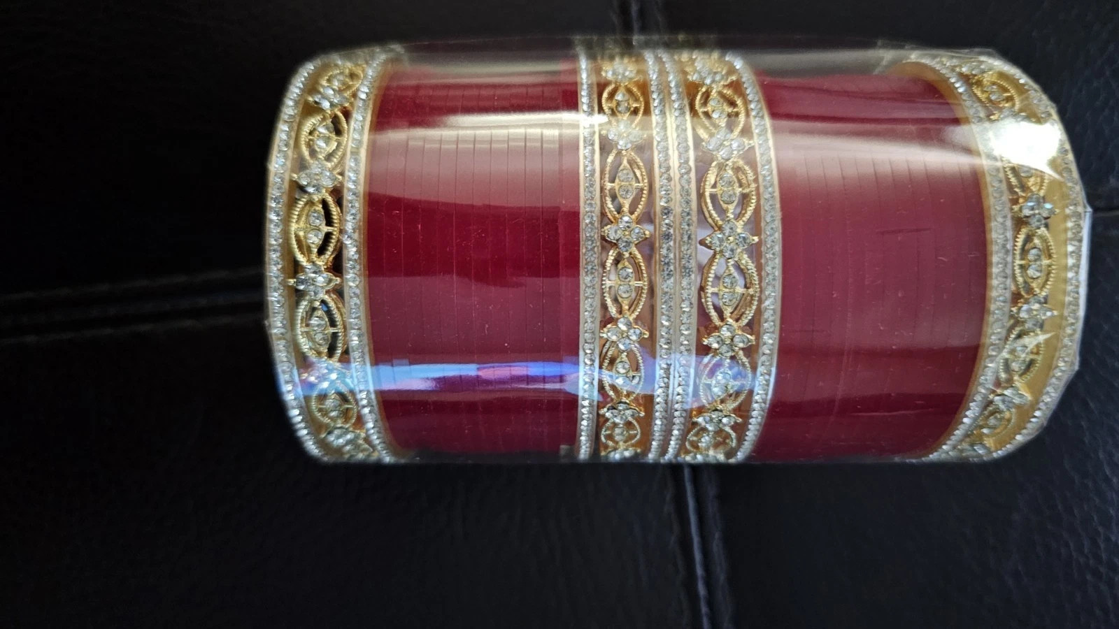 Diamante Indian Bridal Bangle Set Red Punjabi Chooda Bride Design 2.4″