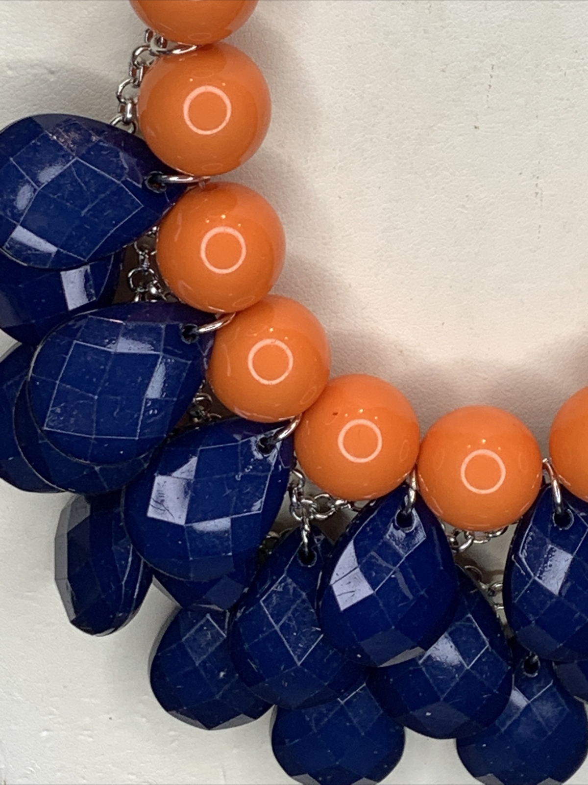 Blue And Orange Statement Bib Necklace Earrings Set Women’s Jewelry NWT B
