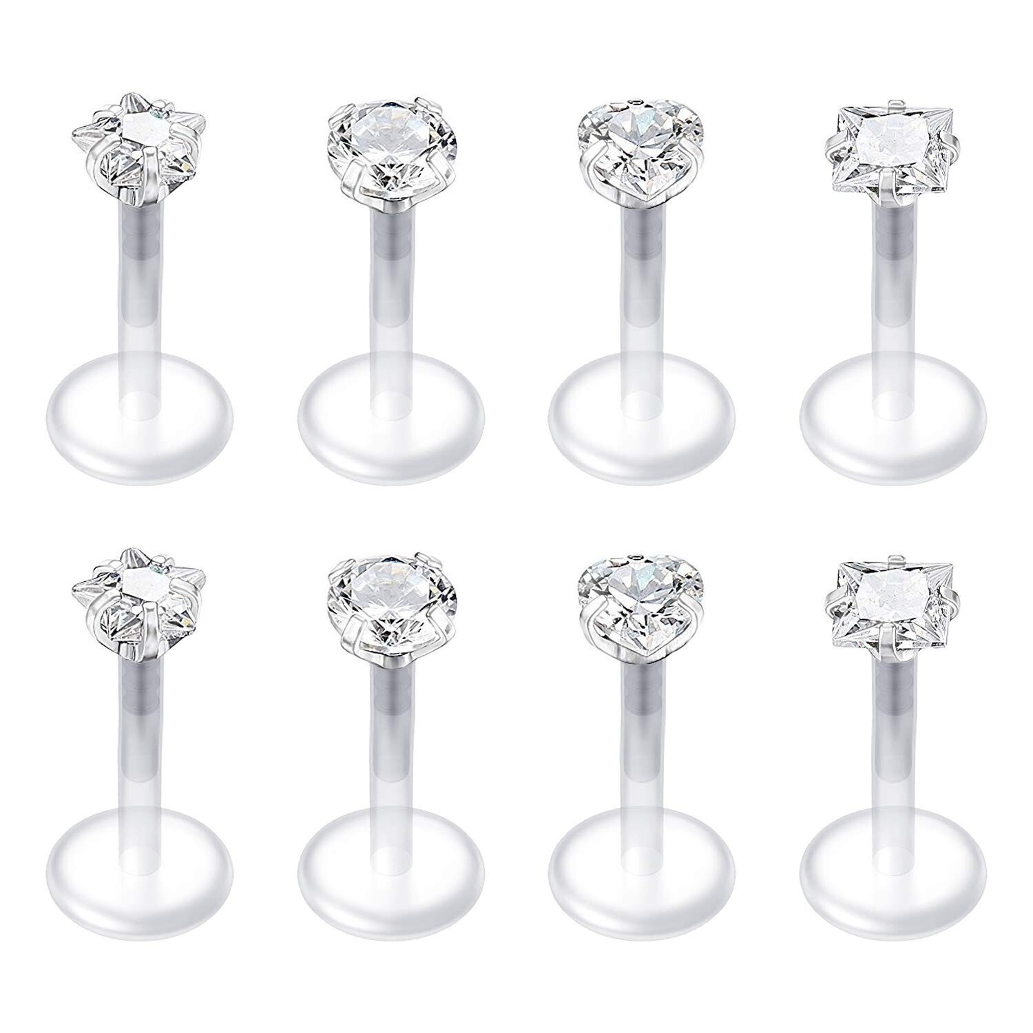 QWALIT 16G Clear Lip Rings Studs Plastic Medusa Labret Piercing Jewelry Push …