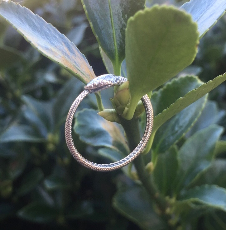 925 Sterling Silver Ouroboros Snake Ring Oxidized Serpent Gothic Ring Sz 8