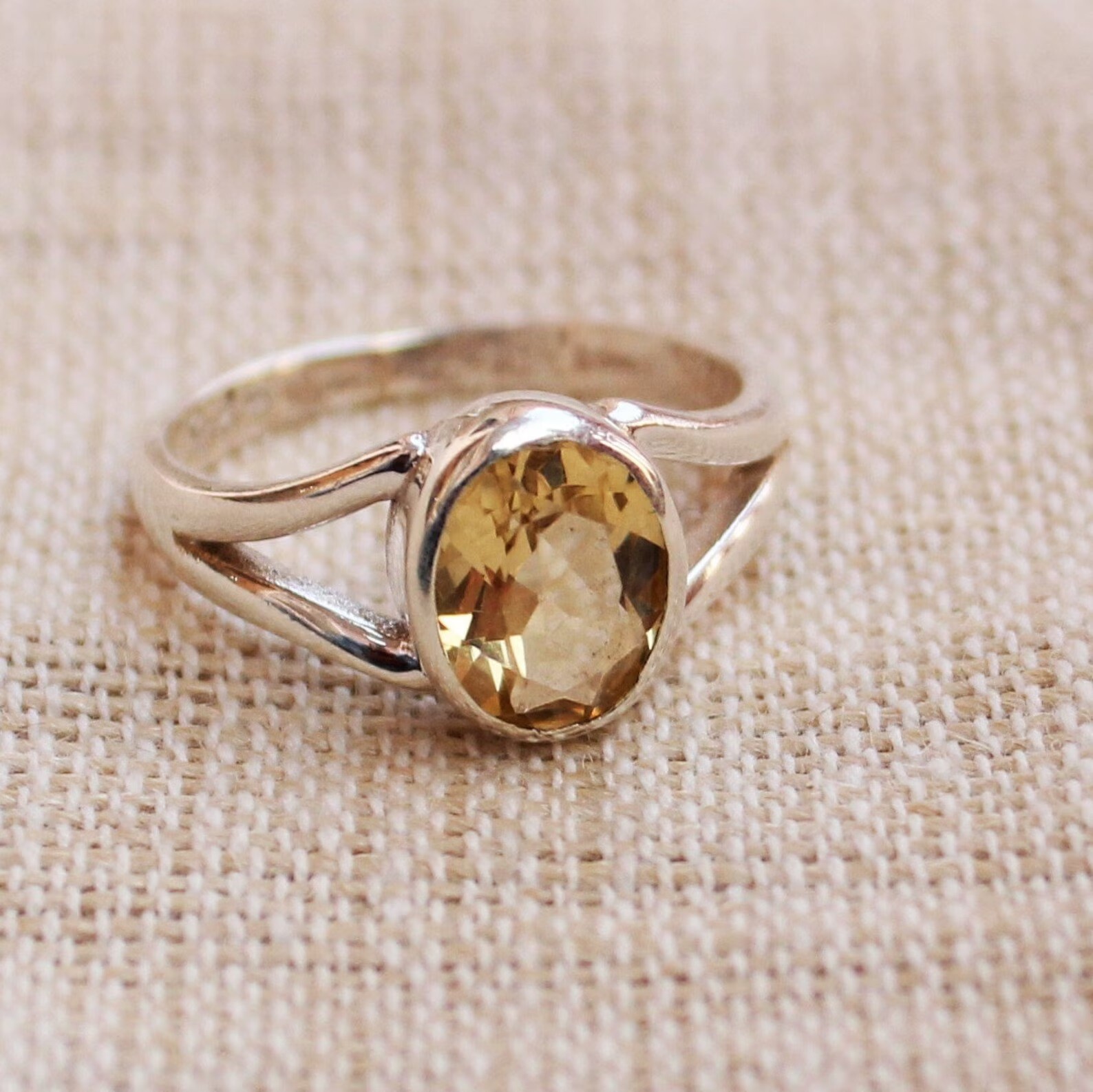 Citrine Gemstone 925 Sterling Silver Handmade Women Ring Wedding Gift B-552