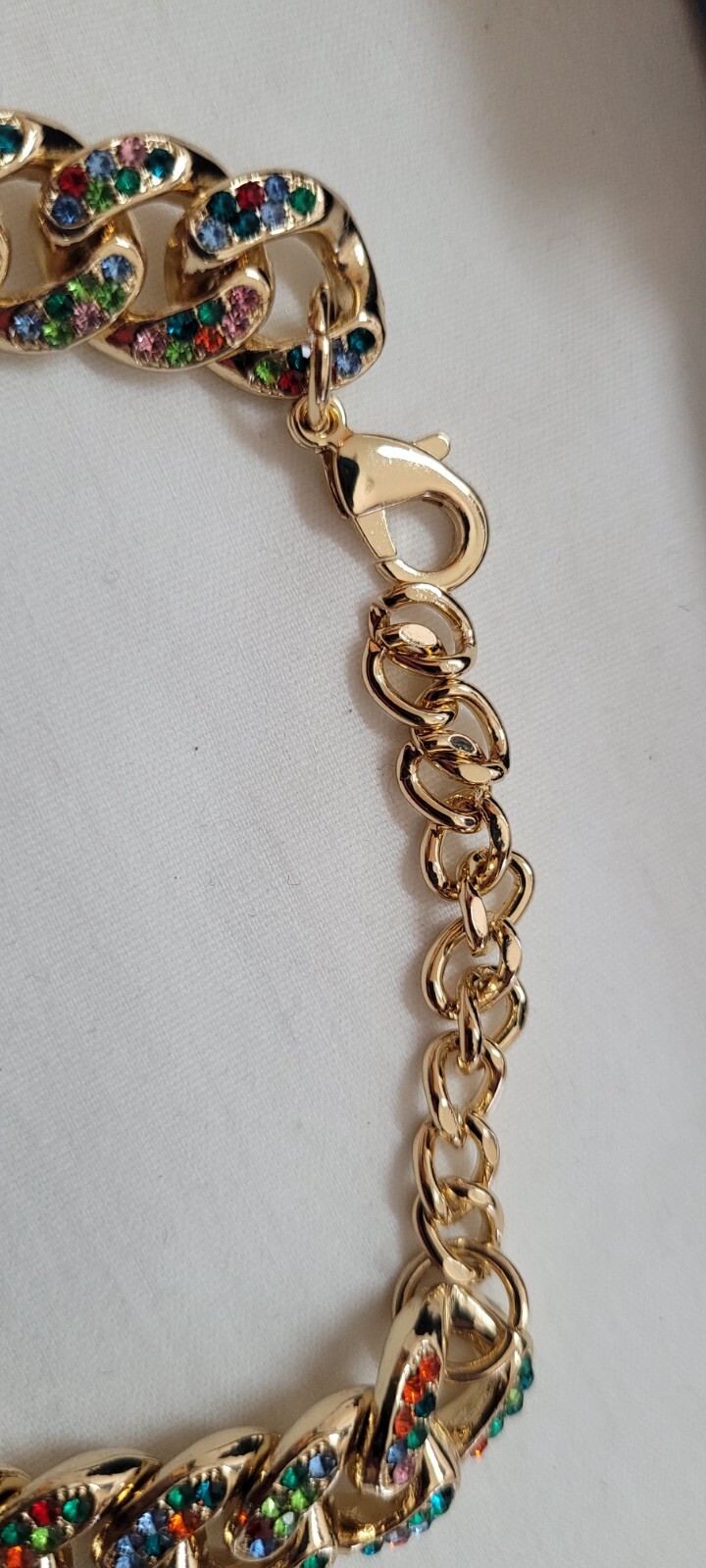 Beautiful Rhinestone Bracelet by Design 7″ to 8.5″ length .5″ wide Gold tone