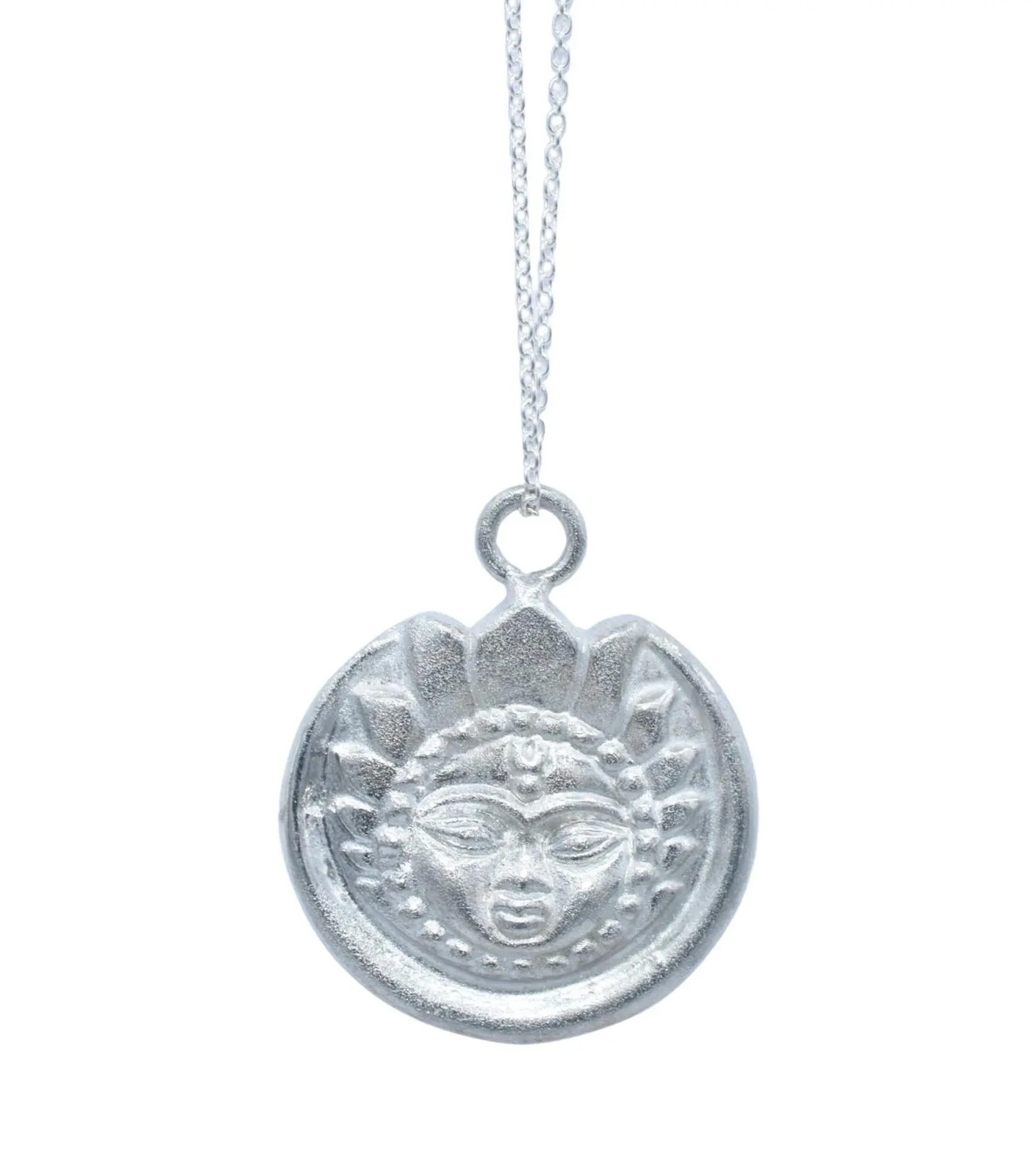 10th Anniversary Tin Pendant Aztec Style Face. Pendant/Necklace Gift UK