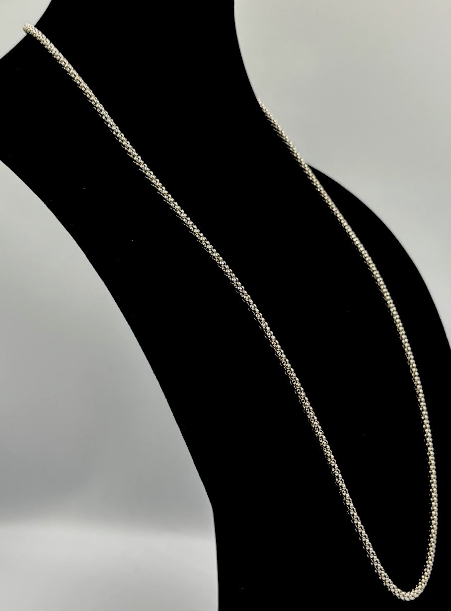 Silver Tone Popcorn Necklace