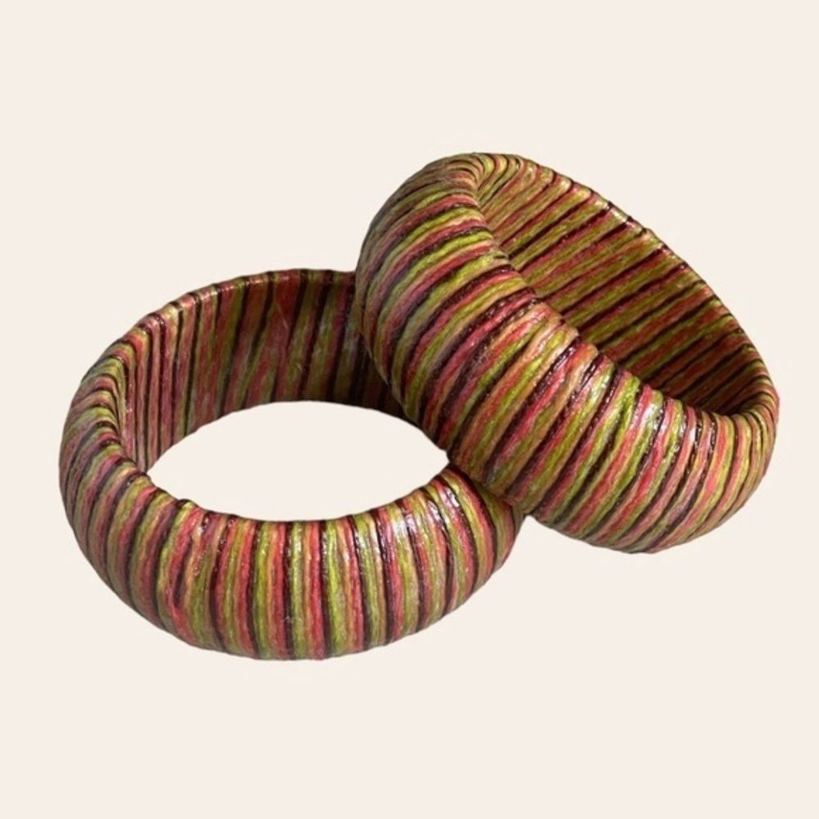 Boutique Boho Colorful Embroidery Thread Wrapped Bangles Set