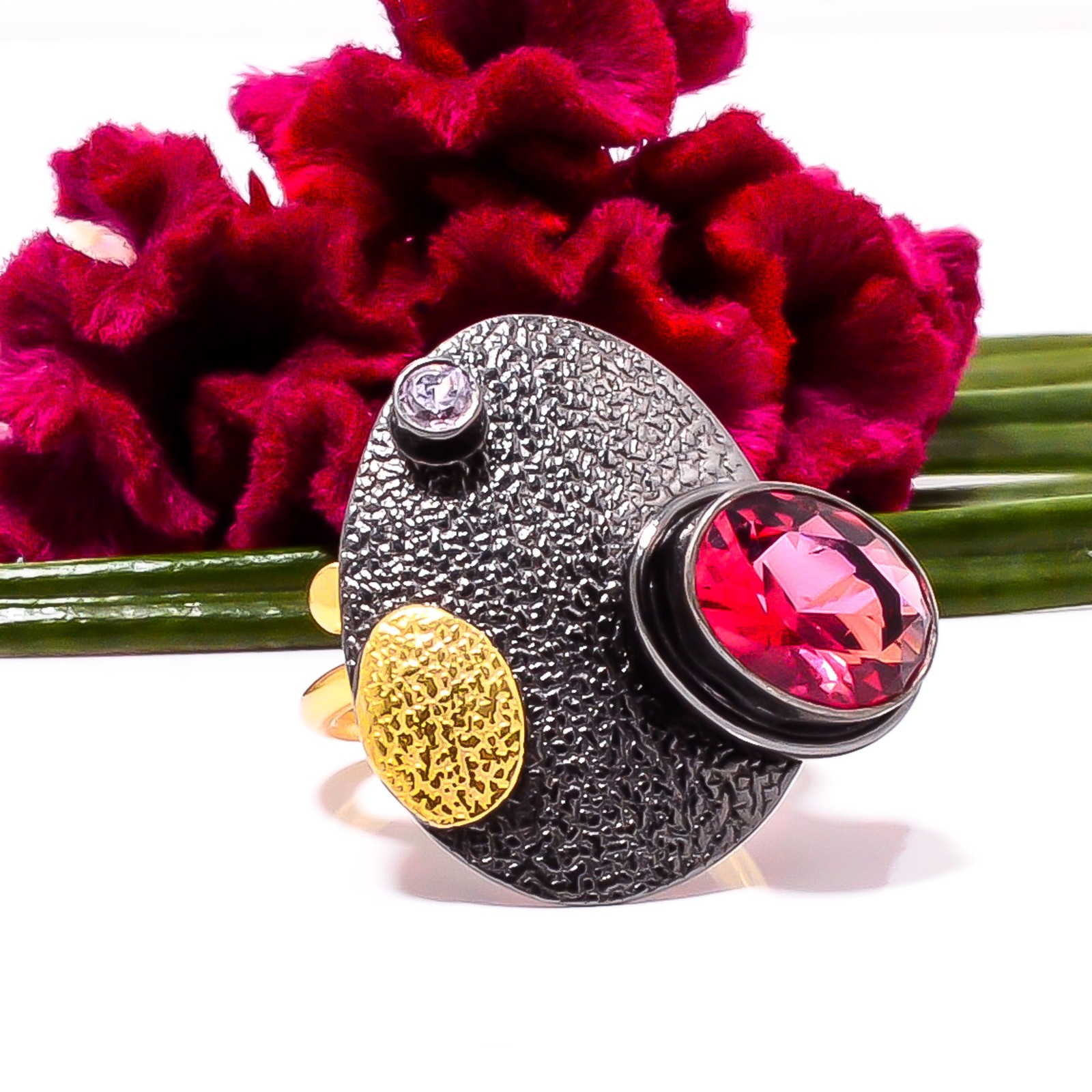 Pink Rubellite Tourmaline, Pink Kunzite 925 Sterling Silver Ring s.7 Sku81
