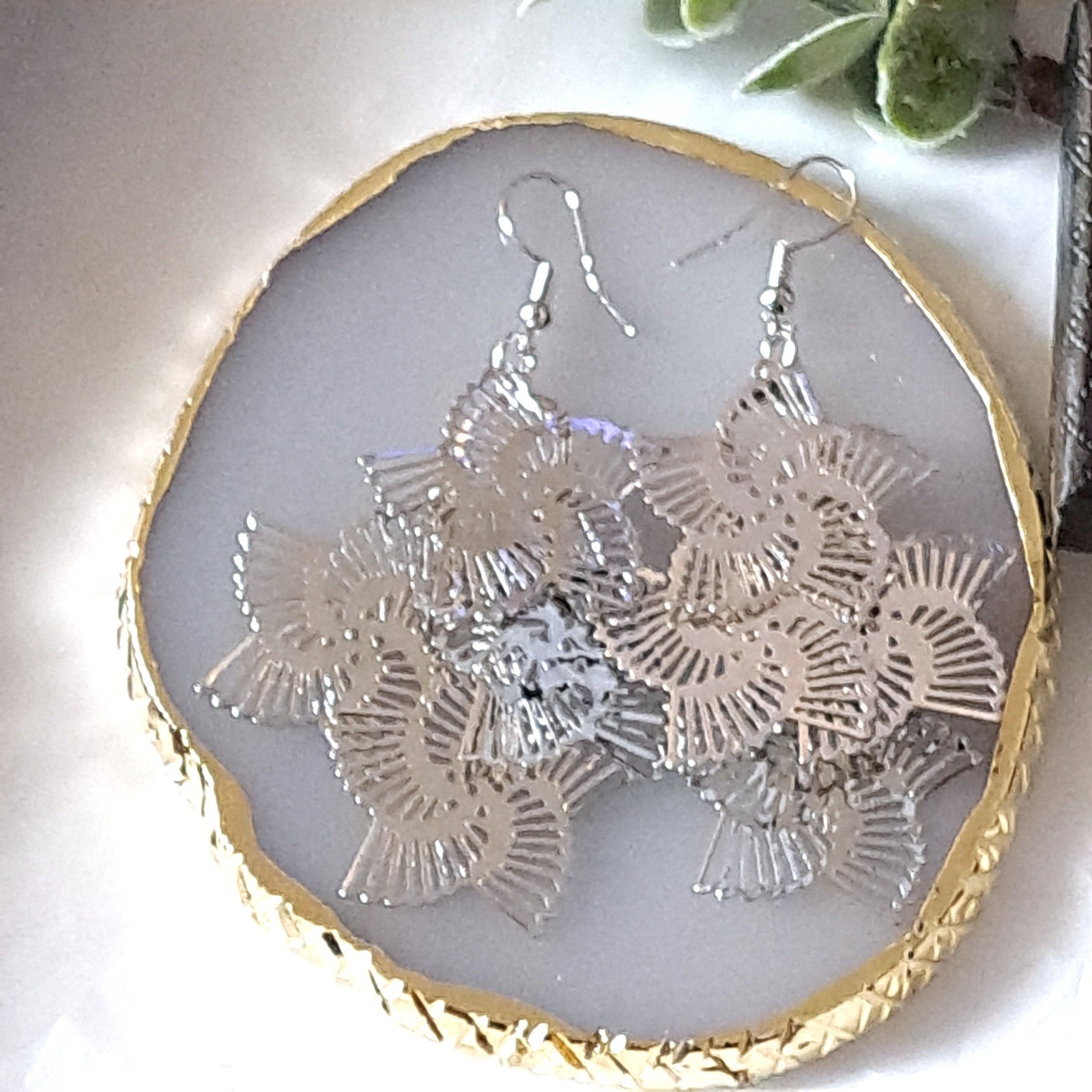 Boutique Fan Drop Earrings Star Dancer Filigree Mandala New Statement Dangle