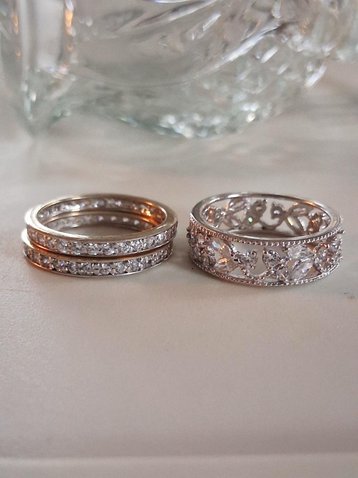 Designer 3 Ct Simulated Diamond 3-piece Eternity Band Ring Set Size 7 Sterling