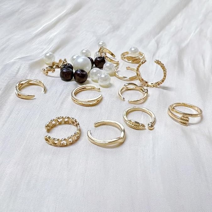 12PCS Adjustable Toe Rings Set 14K Gold Silver Plated Beach Foot Jewelry Summer