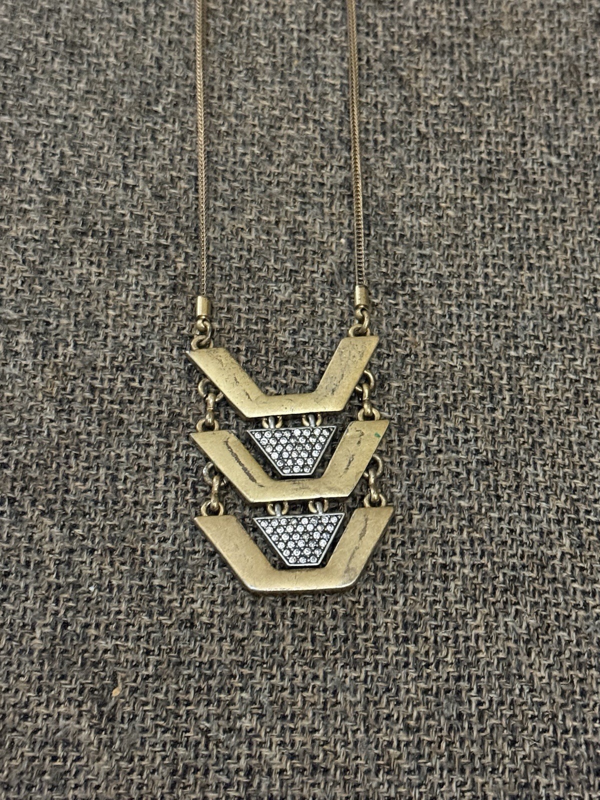 J.Crew Necklace Gold Tone Geometric Triangle Bib Statement Womens Jewelry 26″