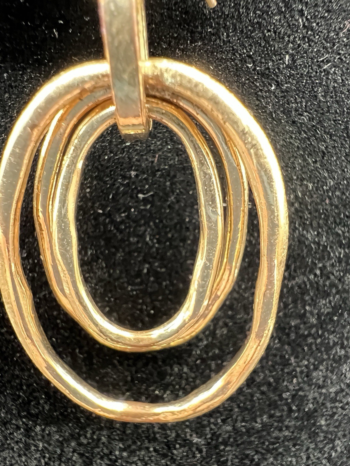 Gold Tone Triple Oval Drop Dangle Earrings 1.75”Modern Minimalist-Metal Unmarked