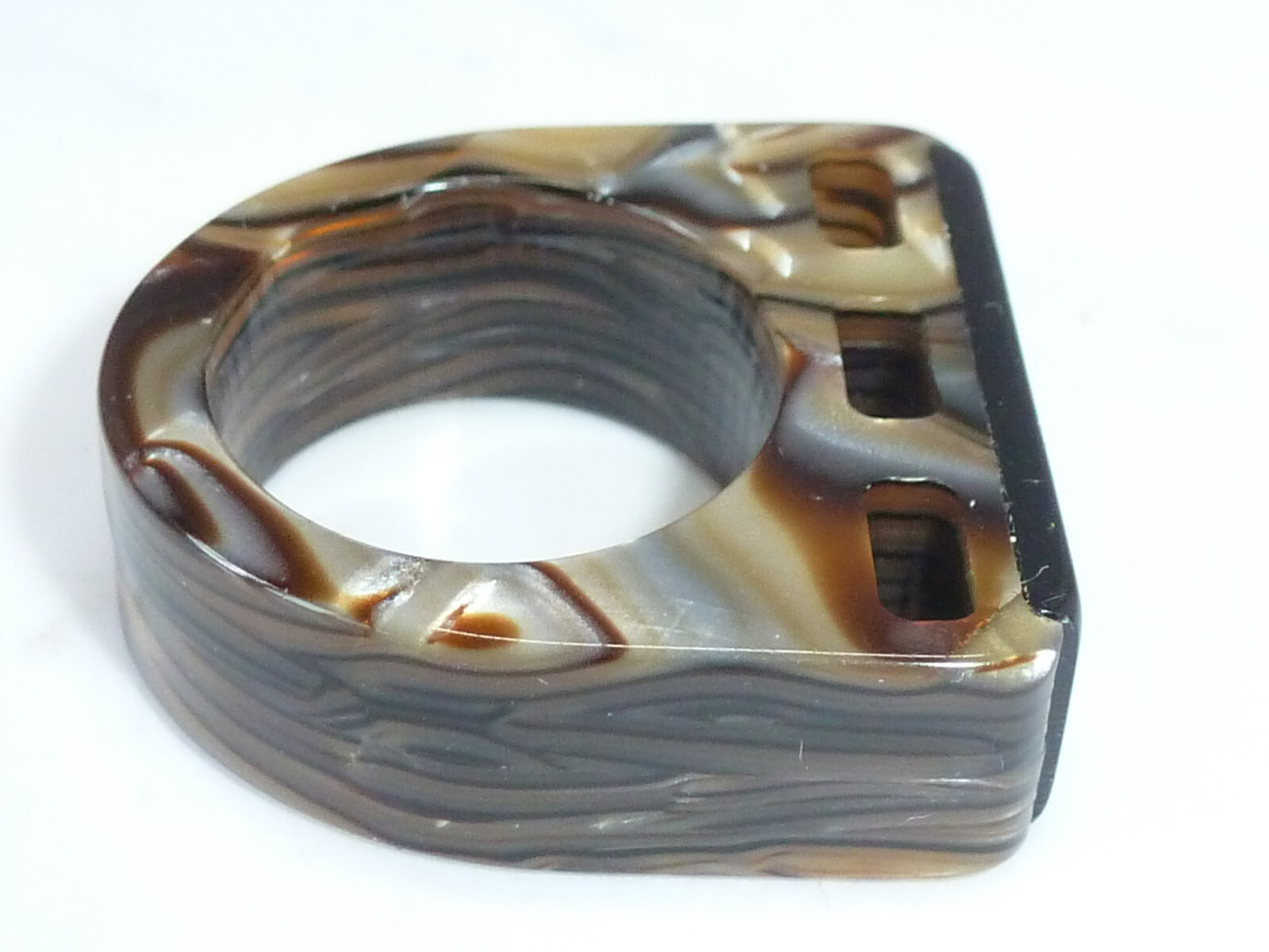 Vintage French Jean Paul Gaultier Ring Brown Beige Mottled