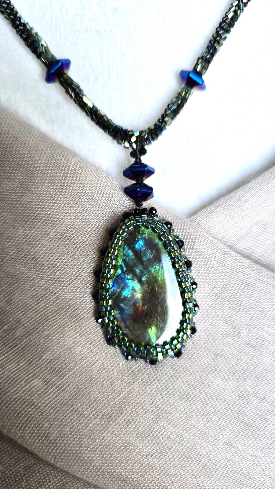 Necklace Featuring A Natural Ammolite Doublet Pendant