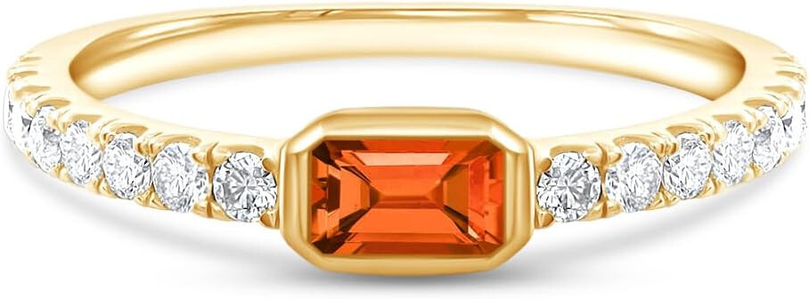 Wedding Stackable Band Ring Simulated Birthstone 14K Yellow Gold Plated Sterling