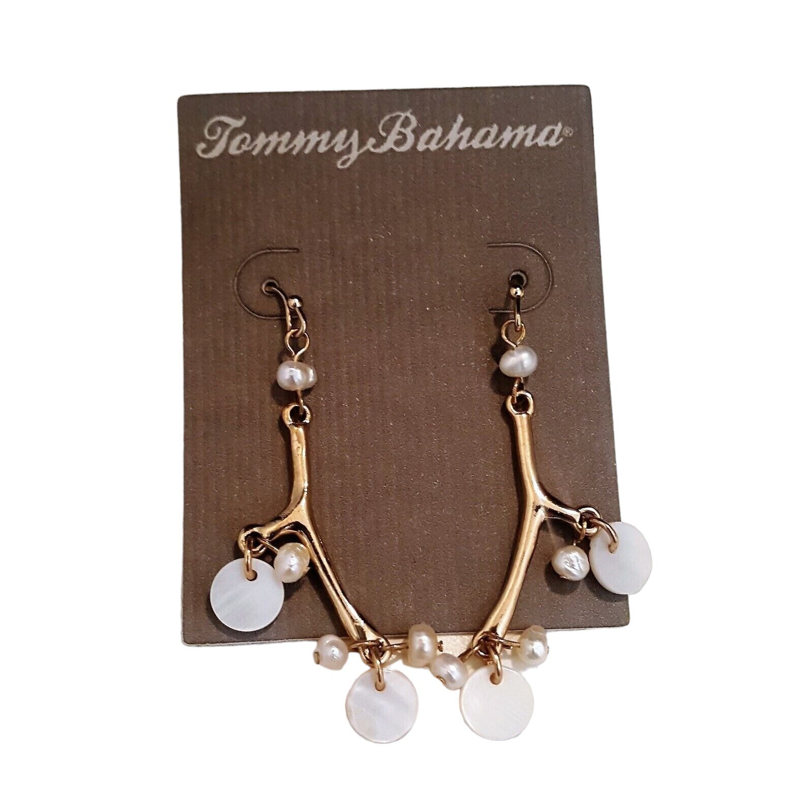 Tommy Bahama Women’s Freshwater Pearl Coral Branch Gold Plated Hook Earrings