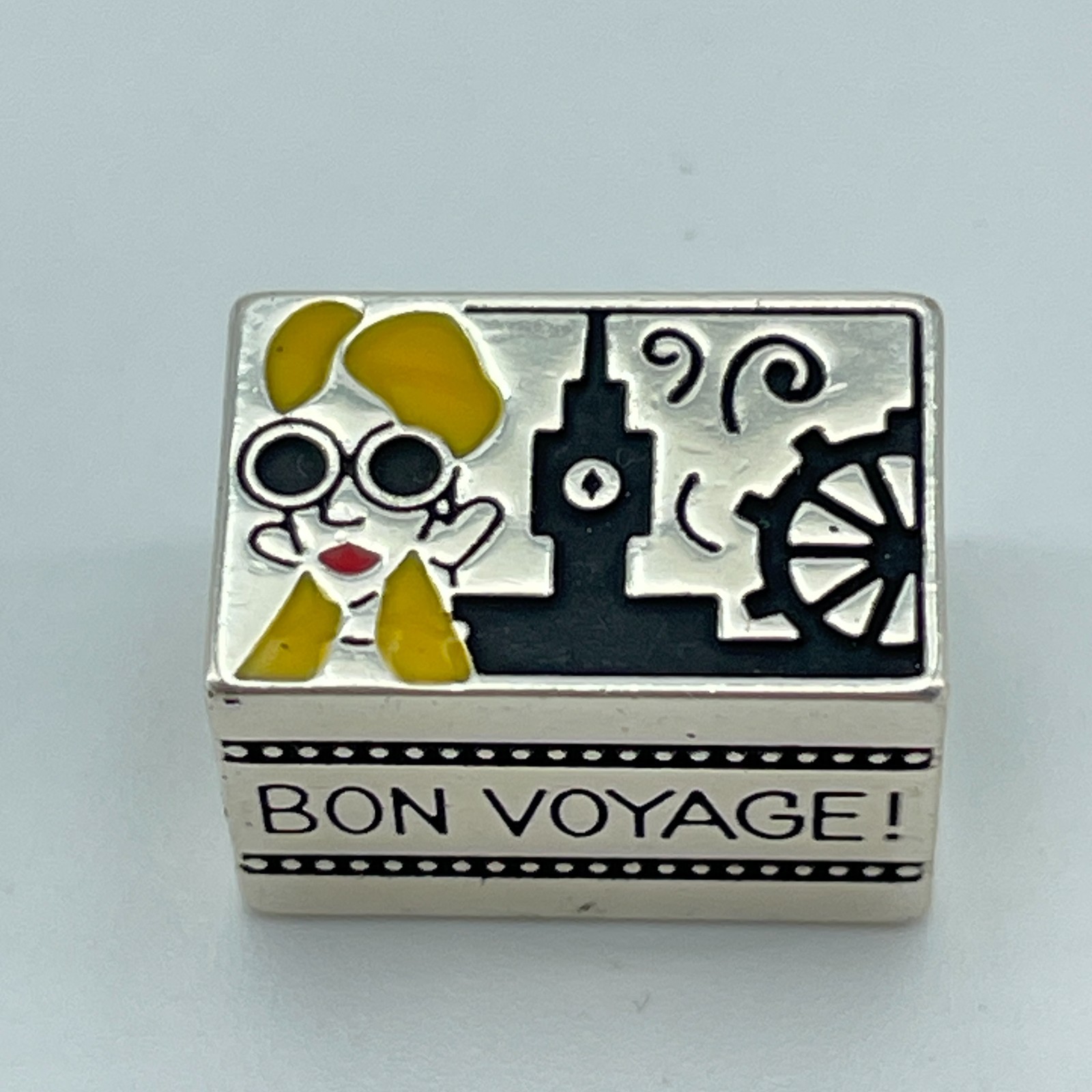 BRIGHTON Bon Voyage Travel Bead Charm Womens Silver Plate Enamel NEW 0.5in