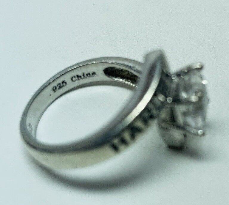 Harley Davidson Sterling 925 Silver CZ Engagement Ring Sz 6 – .14