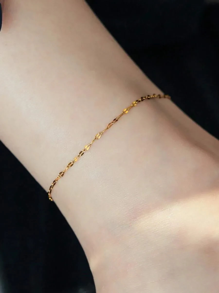 1pc Minimalist Stainless Steel Chain Anklet, Suitable For Vacation And Beach