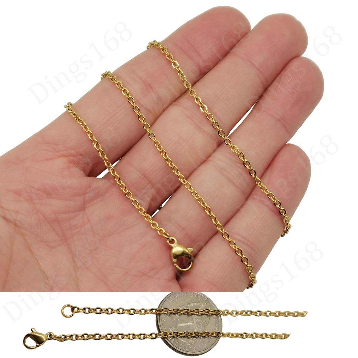 18K Gold Filled Tarnish-Resist/Nickel-Free 22″ 2.4 mm Cable Chain Necklace C146G