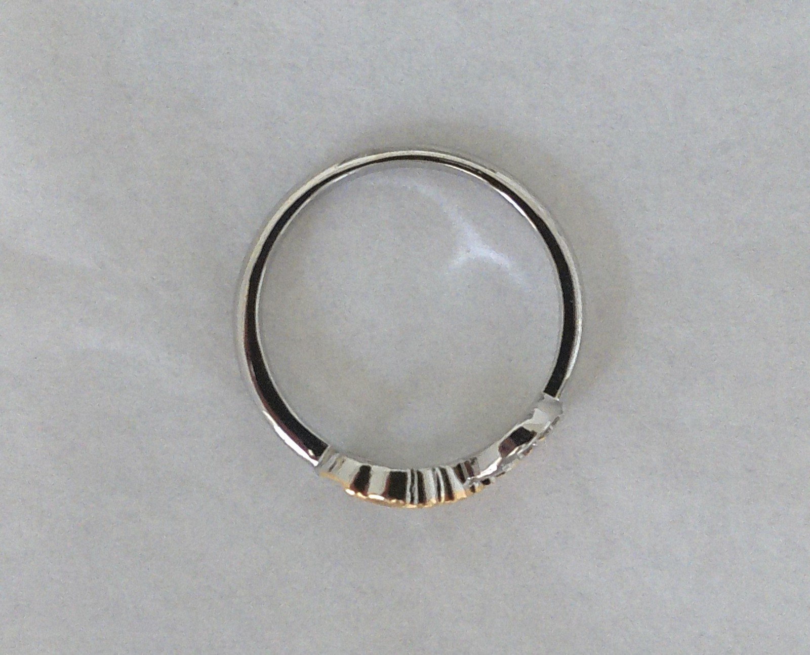 New Silvertone Eternal Infinity Loop with Goldtone Feather Accent Ring Size 7.75