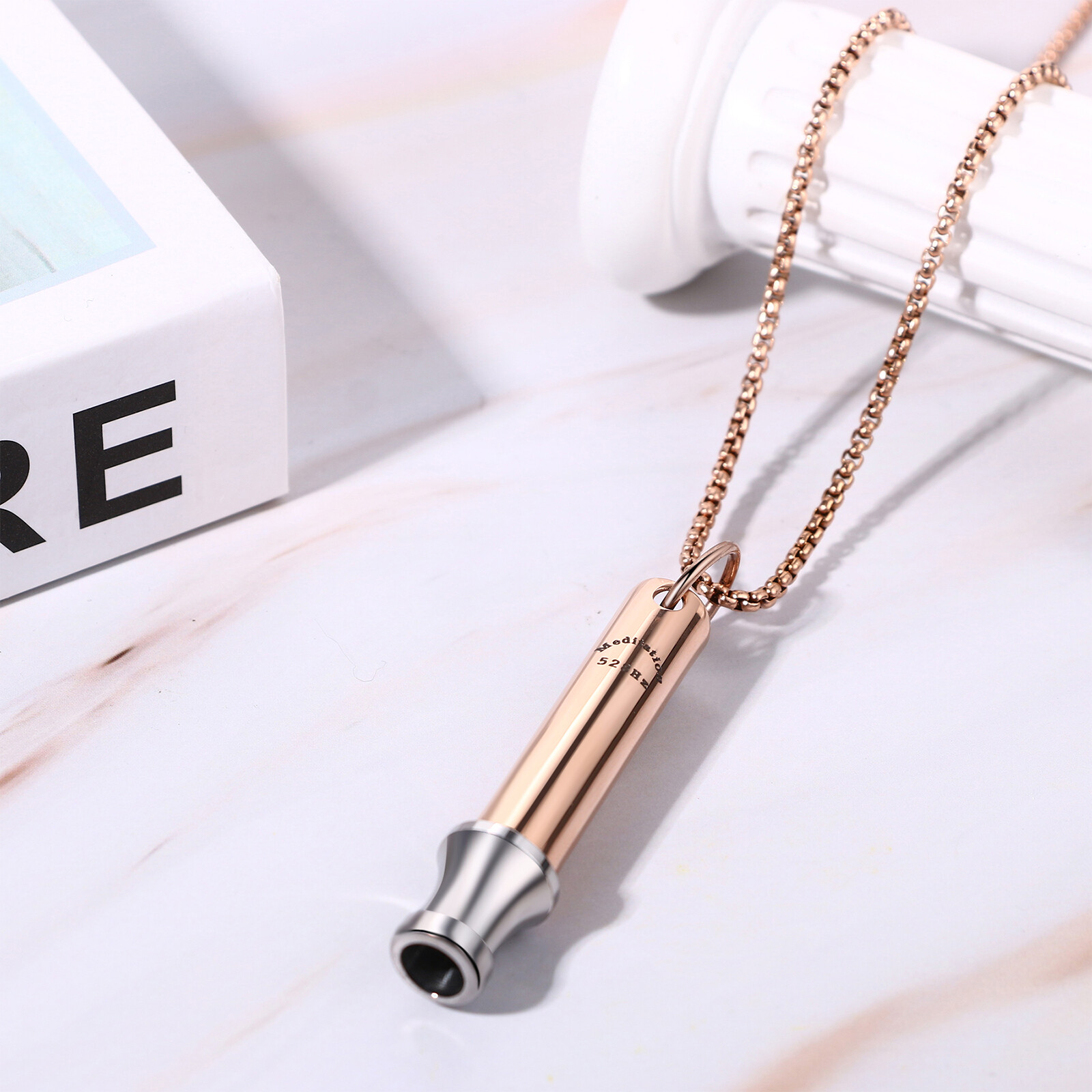 Love Tuner 528 Hz Quit Smoking Whistle Anxiety Relief Mindful Breathing Necklace