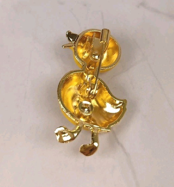 Yellow Duck Brooch With Clear Rhinestones 3.5×1.5cm BNWOT
