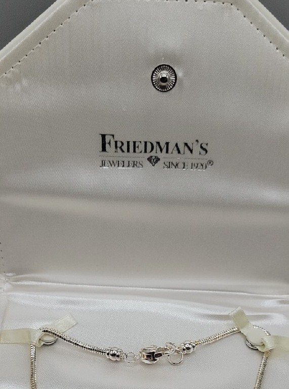 Friedmans Jewelers Breast Cancer Slide Necklace Silver Tone Charm Bead 18″ Chain